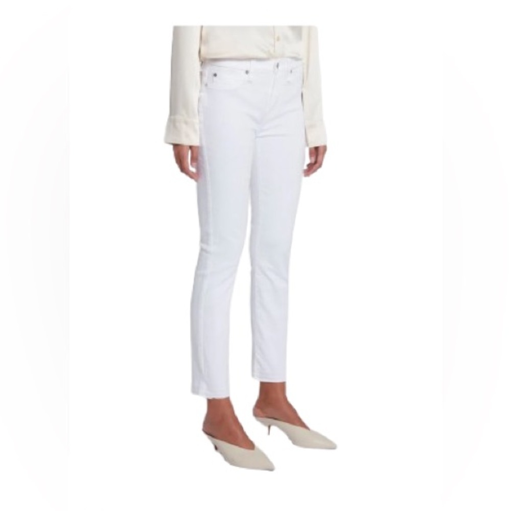 7 For All Mankind White Roxanne Ankle Pants with Raw Hem Size 31